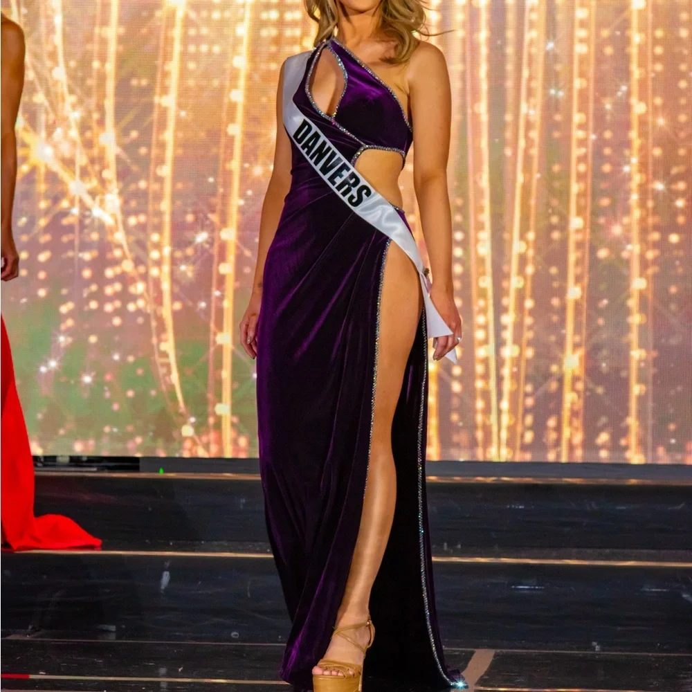 Purple Cutout Evening Gown - Picture 2 of 2